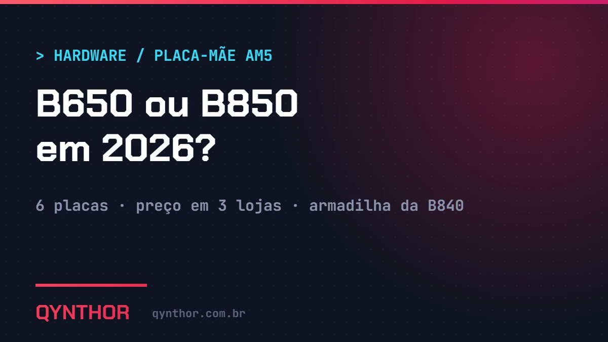 Capa QYNTHOR: B650 ou B850 em 2026, comparativo de placas-mãe AM5