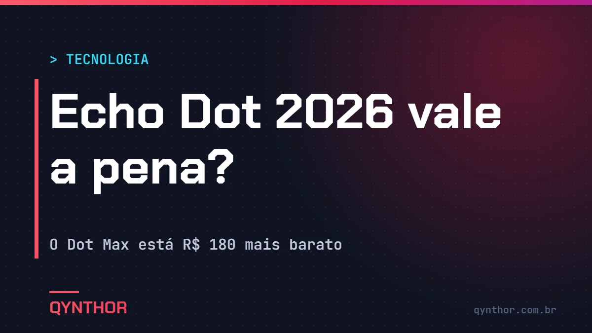Capa QYNTHOR: Echo Dot 2026 vale a pena, o Dot Max está R$ 180 mais barato
