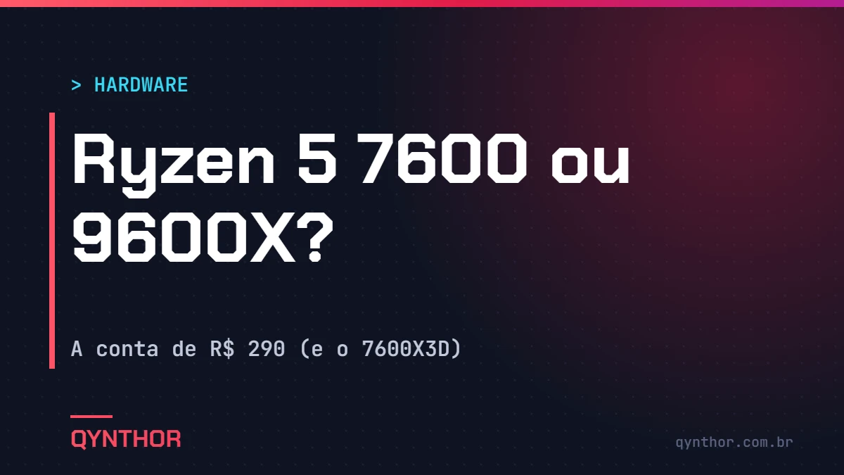 Capa QYNTHOR: Ryzen 5 7600 ou 9600X, a conta de R$ 290 e o 7600X3D